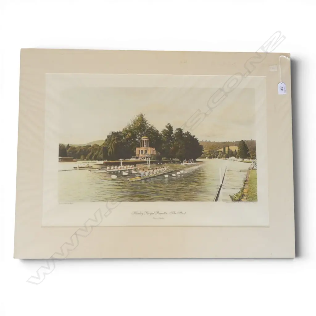 WILLIAM H. BISHOP (UK b.1942) 'HENLEY ROYAL REGATTA: ETON V. RADLEY' HAND COLOURED ENGRAVING 445x650mm Image 1++
