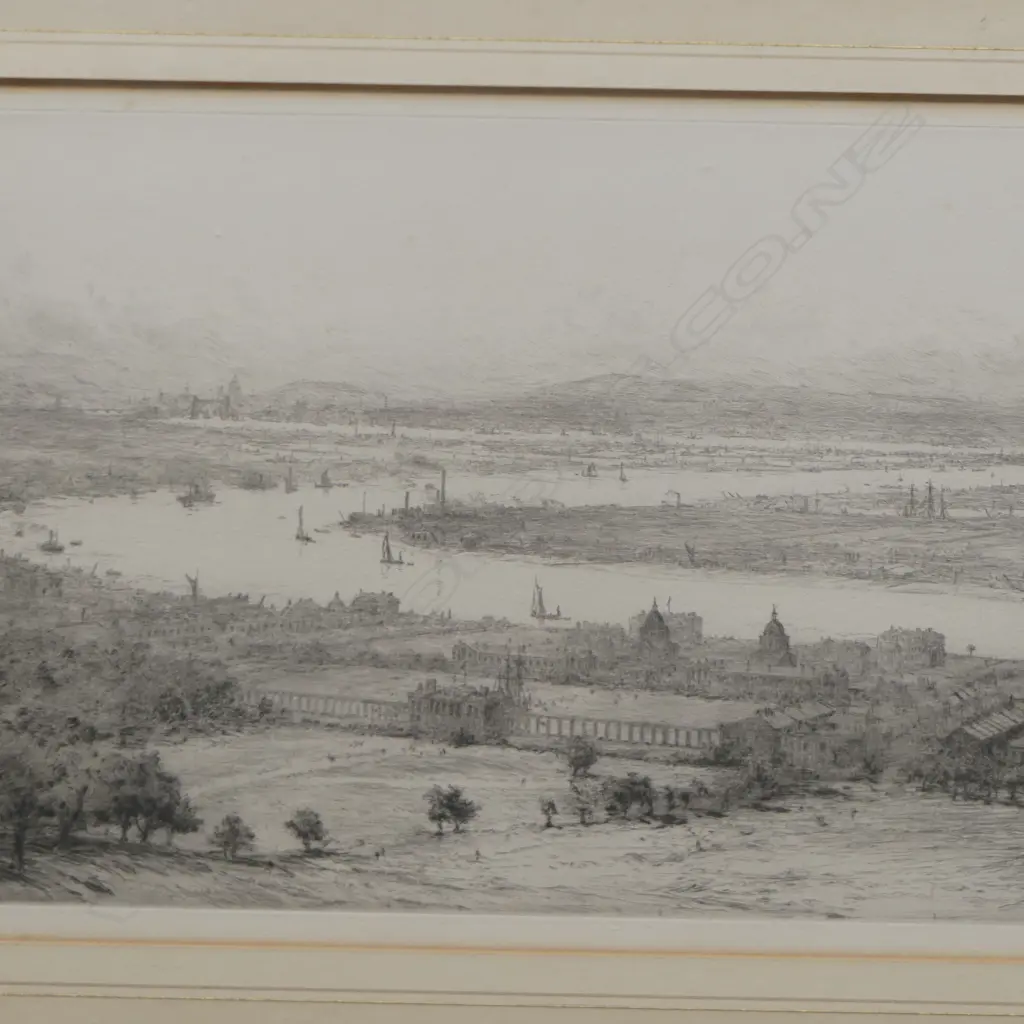 PR WILLIAM LIONEL WYLLIE SIGNED ETCHINGS; THE CITY FROM GREENWICH OBSERVATORY & CITY OF ROCHESTER 255x450mm Image 1++