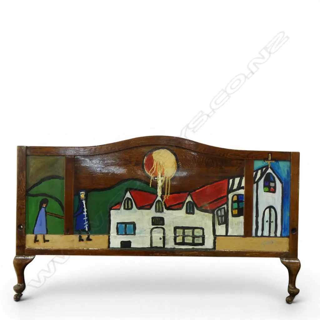 SIMON KERR, UNTITLED, ACRYLIC ON TIMBER BED END, SIGNED, 810x1400mm Image 1++