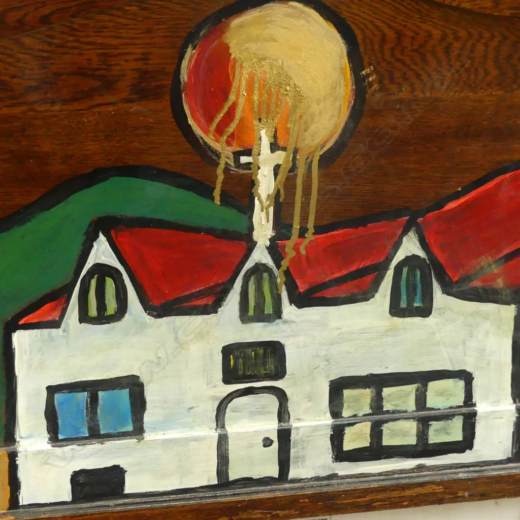 SIMON KERR, UNTITLED, ACRYLIC ON TIMBER BED END, SIGNED, 810x1400mm Image 1++