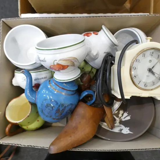 ASST. CHINA, TEAPOTS, SMITHS CLOCK