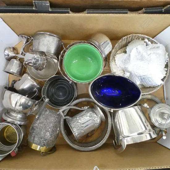 SILVER PLATED ITEMS – BOTTLE COASTERS, BOWLS, CHRISTENING MUG, COASTERS, ETC