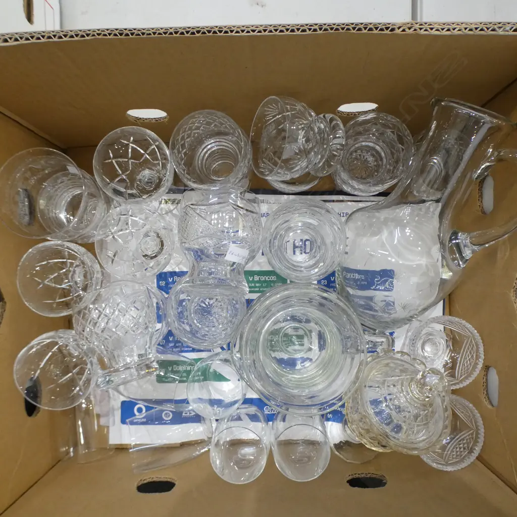 21 ASST. CRYSTAL TUMBLERS, 6 ORREFORS GLASSES, PR SALTS ETC. Image 1++