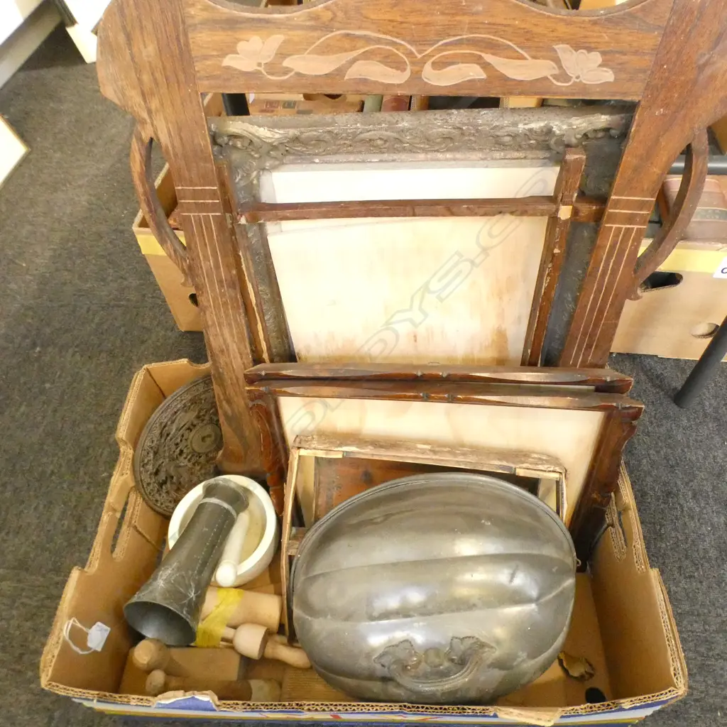 ASST. COLLECTIBLES; PEWTER MEAT DOME, FRAMES, KITCHENALIA, etc Image 1++