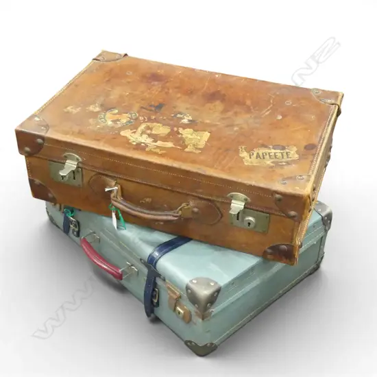 2 OLD SUITCASES; 1 LEATHER W.620mm