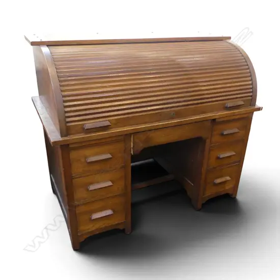 OAK ROLL TOP DESK 1275x710x1110mm