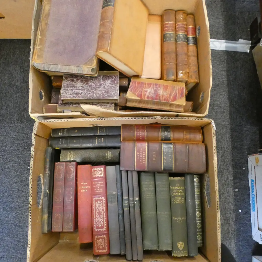 2 BOXES OF ASST. ANTIQUE BOOKS Image 1++