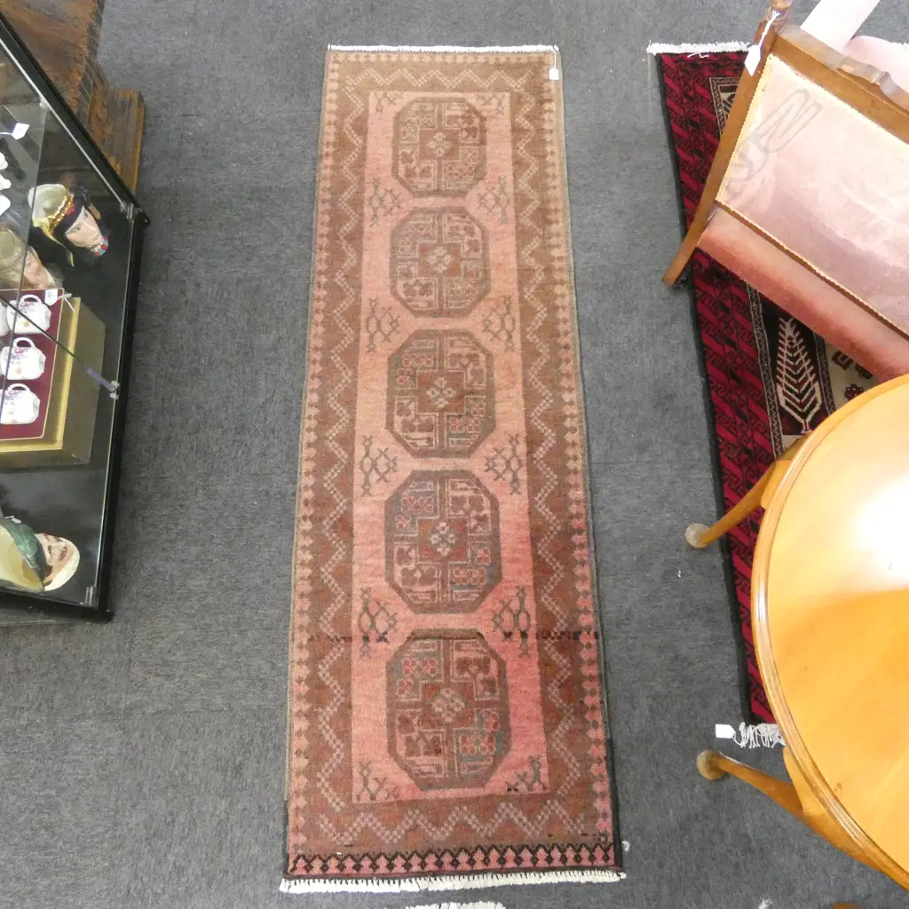 TURKMEN BOKHARA HAND KNOTTED WOOLLEN RUG 2000 x 650mm Image 1++