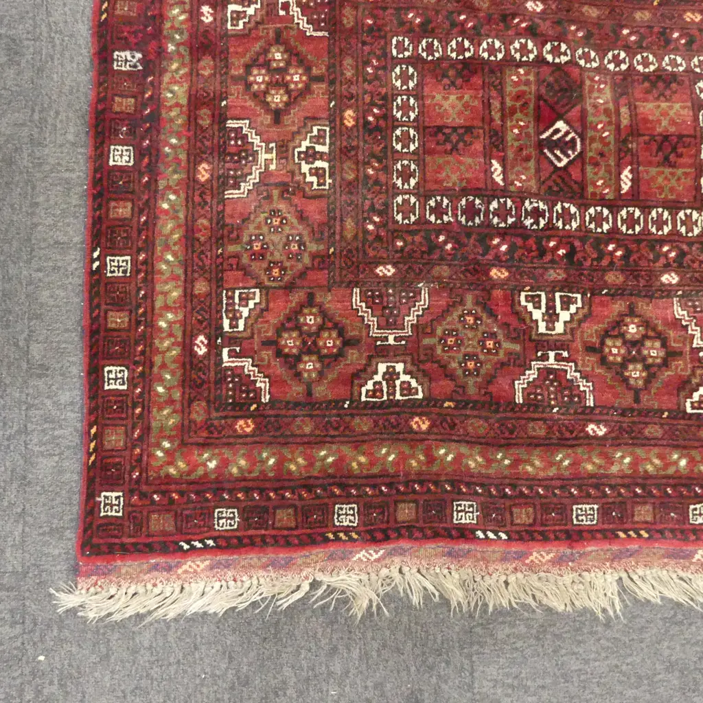 AFGHAN ALL WOOL PERSIAN RUG red dominant. 1730 x 1100mm Image 1++