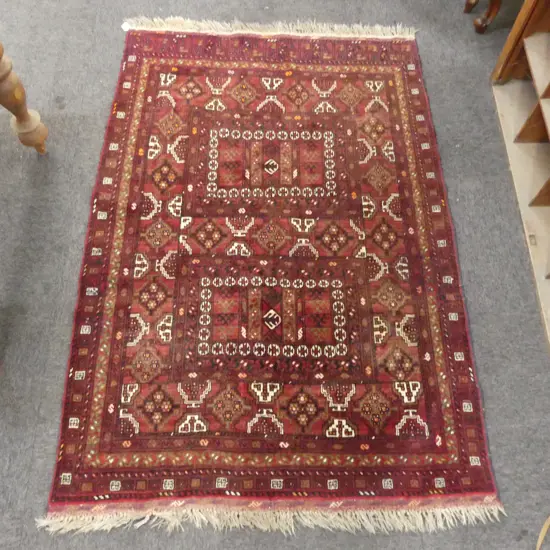 AFGHAN ALL WOOL PERSIAN RUG red dominant. 1730 x 1100mm
