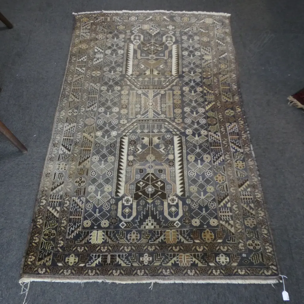 HAND KNOTTED WOOL PILE RUG 1950x1130mm Image 1++