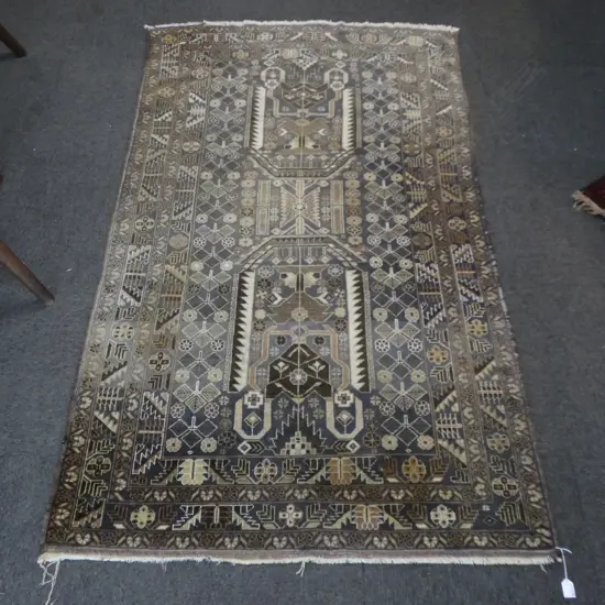 HAND KNOTTED WOOL PILE RUG 1950x1130mm