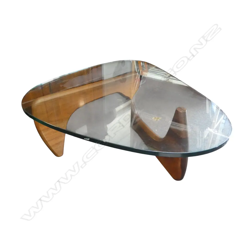 NOGUCHI STYLE GLASS TOP COFFEE TABLE Image 1++