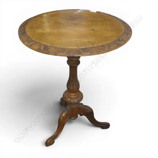 CARVED WALNUT SIDE TABLE H.710mm FAULTS TO TOP