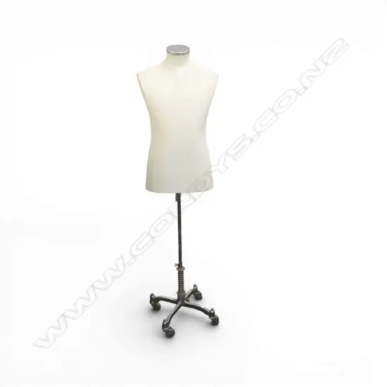 MALE TAILOR'S DUMMY ON 'PERFEX FORM' 4 way metal base w castors