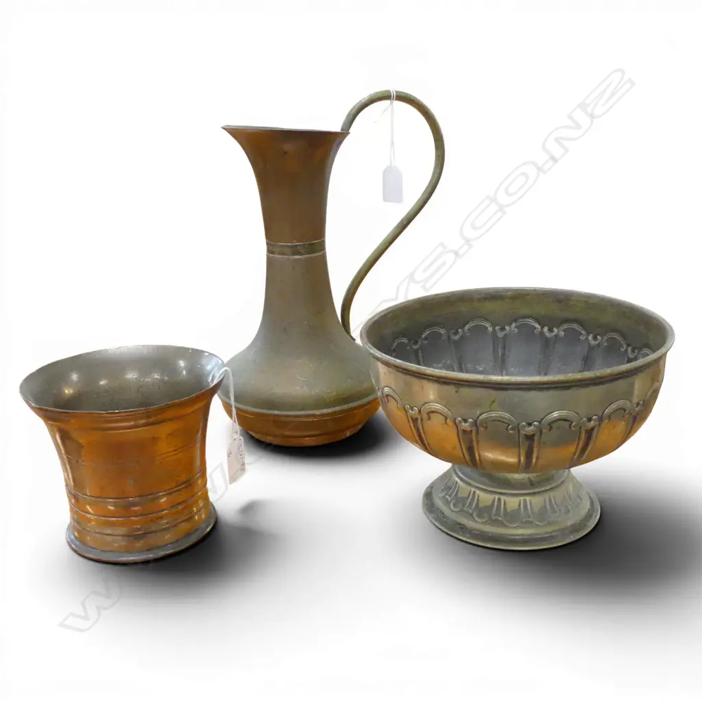 HEAVY COPPER SPITTOON H.120mm + VASE & BOWL Image 1++