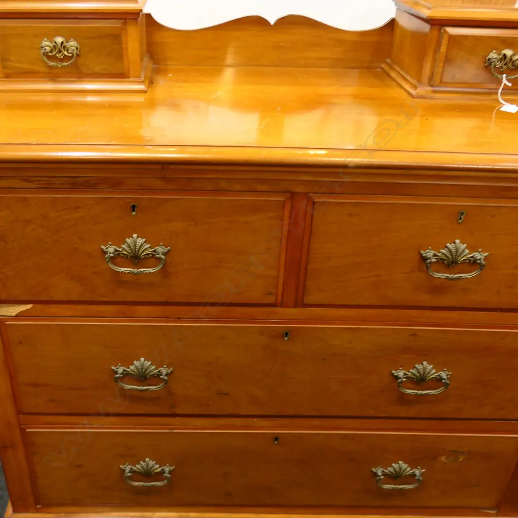 LATE 19thC NZ COLONIAL HEART RIMU DRESSING TABLE 1120x510x1980mm - CHIP TO DRAWER FRONT. A quality example. Image 1++