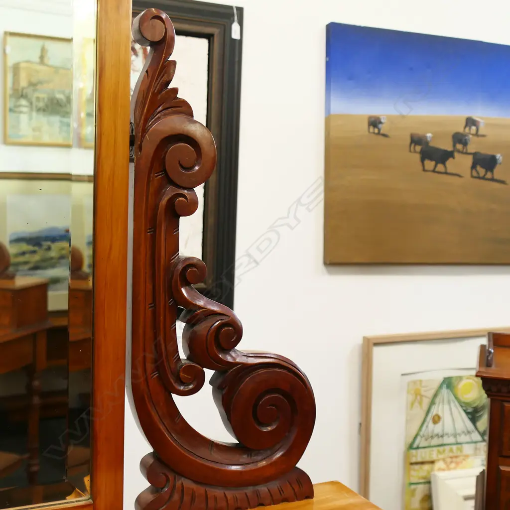 LATE 19thC NZ COLONIAL HEART RIMU DRESSING TABLE 1120x510x1980mm - CHIP TO DRAWER FRONT. A quality example. Image 1++