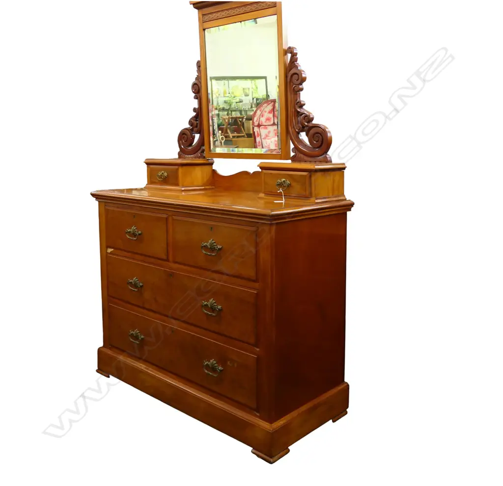 LATE 19thC NZ COLONIAL HEART RIMU DRESSING TABLE 1120x510x1980mm - CHIP TO DRAWER FRONT. A quality example. Image 1++