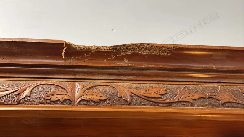 19thC NZ COLONIAL IMPRESSIVE POT BELLIED MIRROR BACK SIDEBOARD - BORER TO PEDIMENT PIECE. 1980 X 630 X 2700mm Image 1++