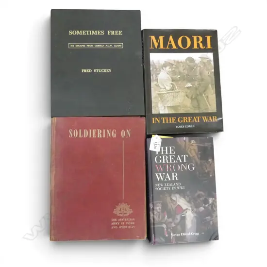 FOUR WWI & WWII BOOKS – MAORI IN THE GREAT WAR, NZ SOCIETY, AUSTRALIAN ARMY, & SOMETIMES FREE 