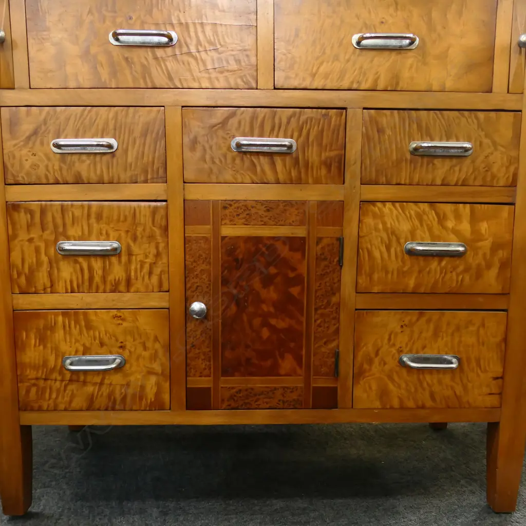 Early 20thC RIMU DROP FRONT DESK w. NATIVE TIMBER INLAY - FAULTS TO WOODWORK AT HINGES. W.860mm. H.1085mm. Image 1++
