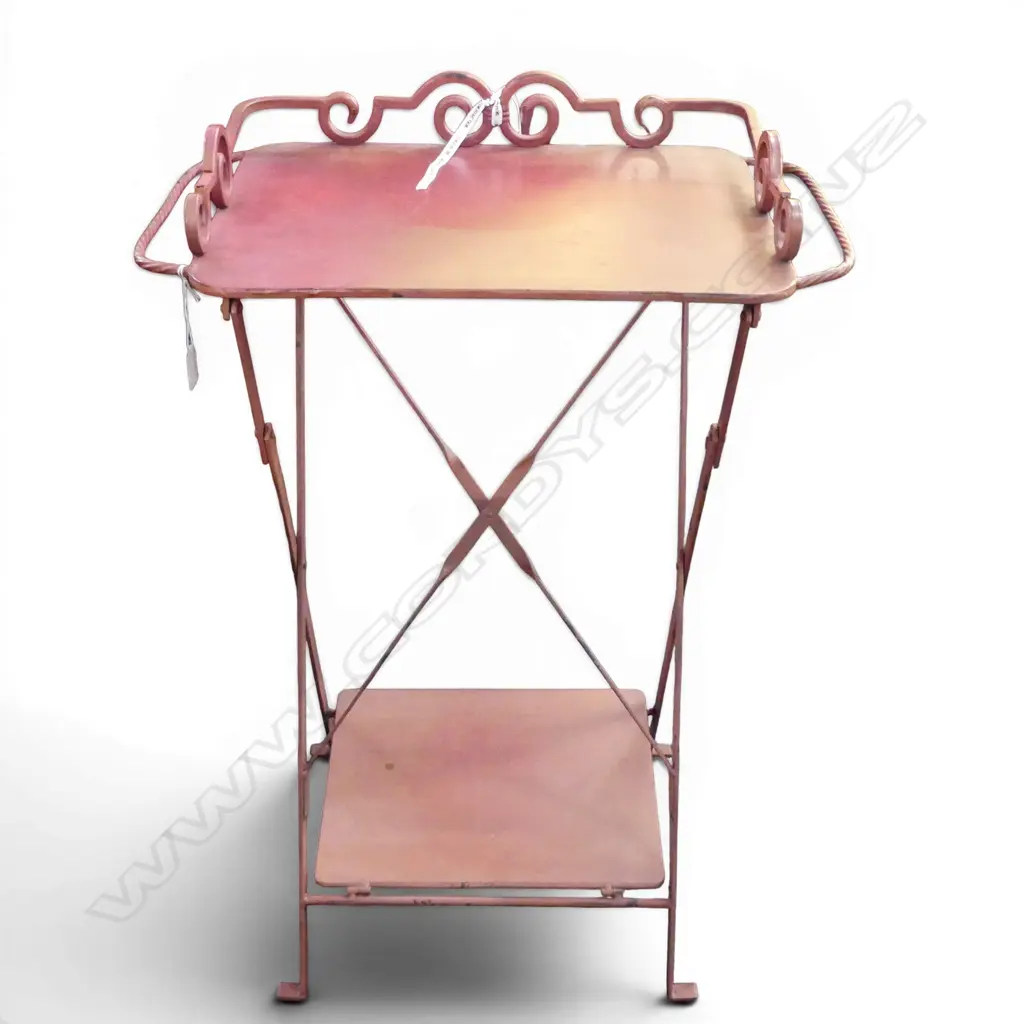 RED METAL FOLDING SIDE TABLE 600x380x860mm Image 1++