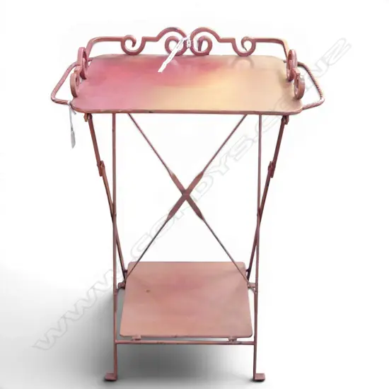RED METAL FOLDING SIDE TABLE 600x380x860mm