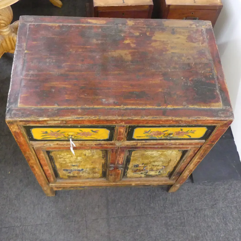 TIBETAiN PAINTED 2 DRAWER 2 DOOR CABINET H840 L570MM Image 1++