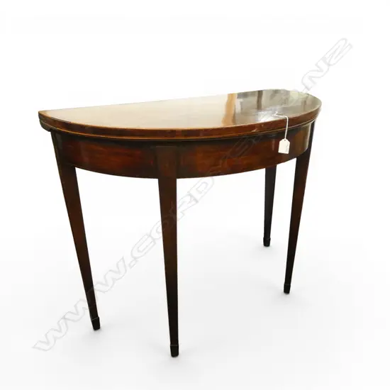 ANTIQUE MAHOGANY DEMI LUNE CARD TABLE 910x450x730mm