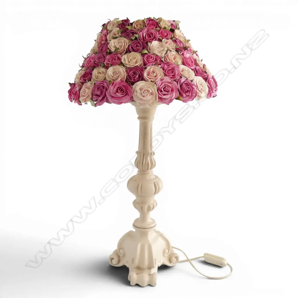 TABLE LAMP w. FAUX ROSE SHADE H.640mm Image 1++