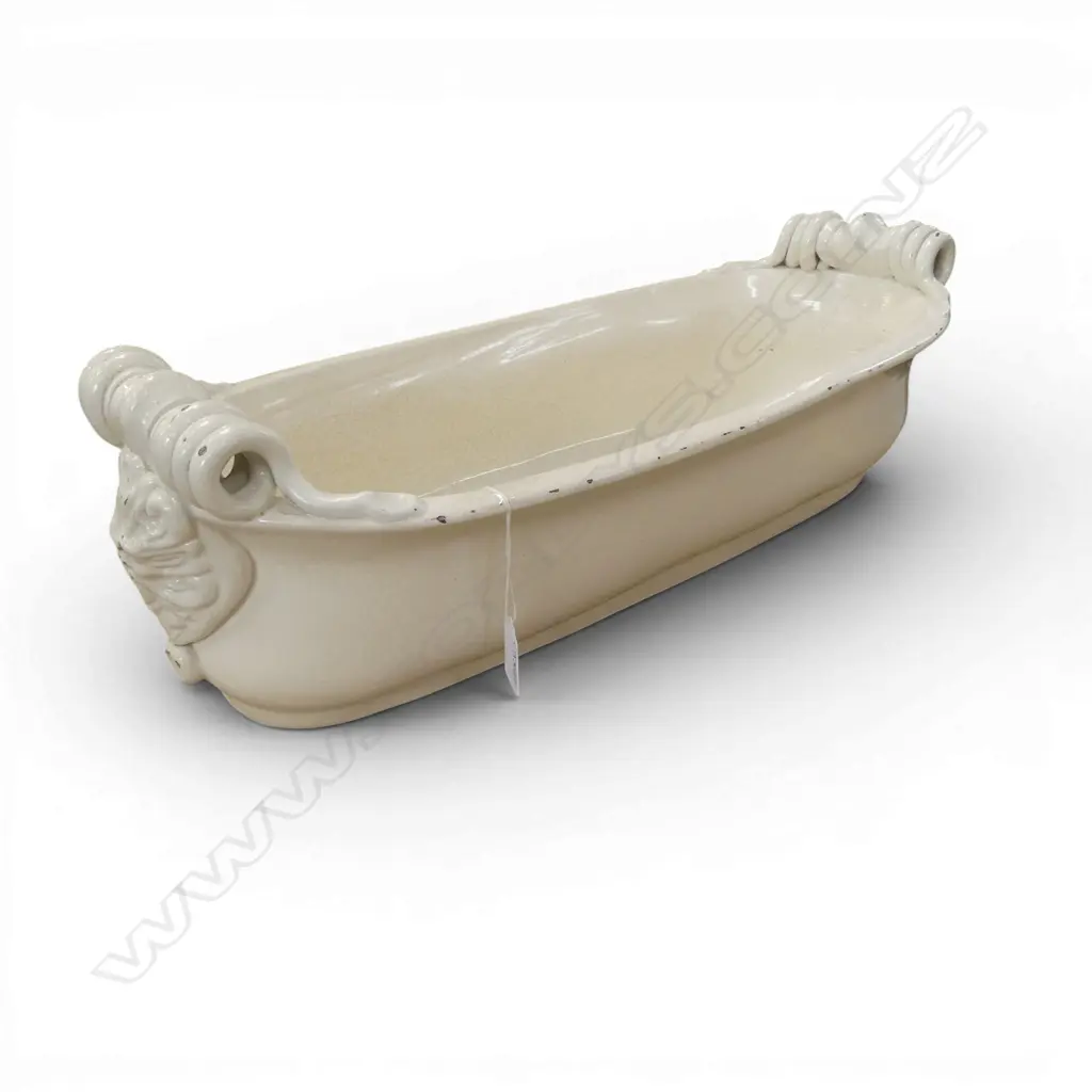 WHITE GLAZED POT BY LEONA FLORENCE ITALY W.600mm Image 1++