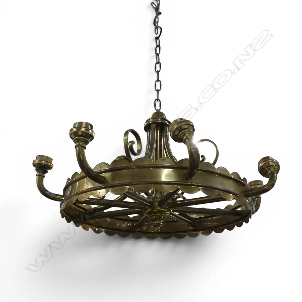 BRASS 8 BRANCH CHANDELIER needs some attention W.800mm Image 1++