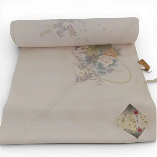Unused 1980's NISHIJIN TEXTILE (Kyoto) JAPANESE floral SILK ROLL L.12M W.370mm. New old stock...