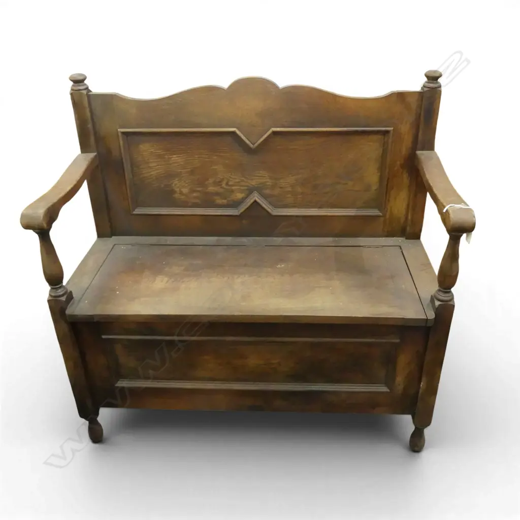 SMALL OAK MONKS BENCH 920x410x900mm Image 1++
