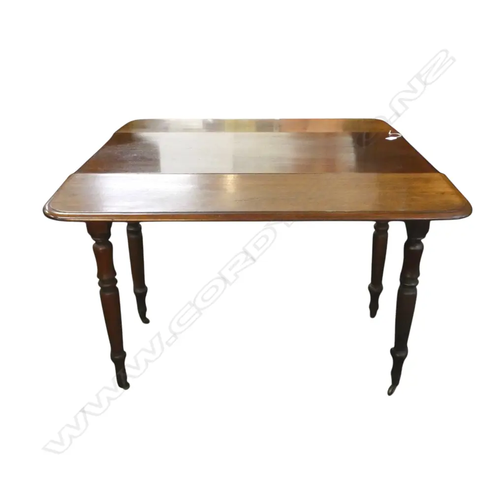 ANTIQUE MAHOGANY DROP SIDE TABLE ON CASTORS 980x530x735mm Image 1++