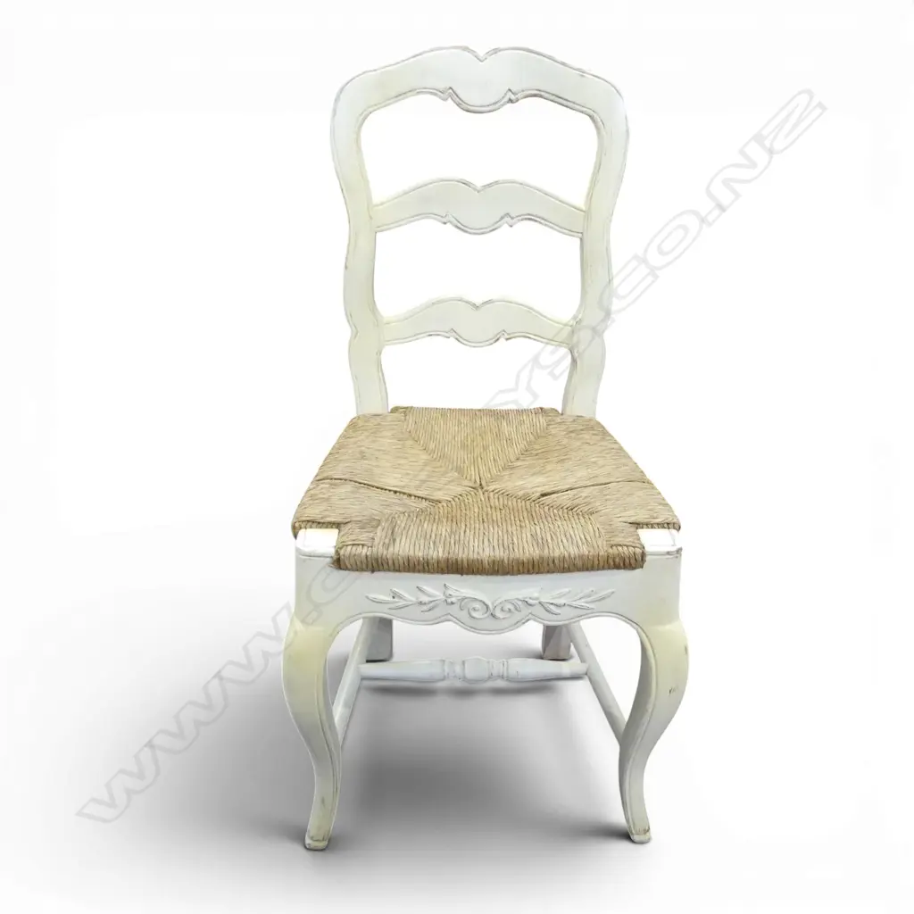 FRENCH STYLE STRAWED CHAIR AGED WHITE, H.950MM Image 1++