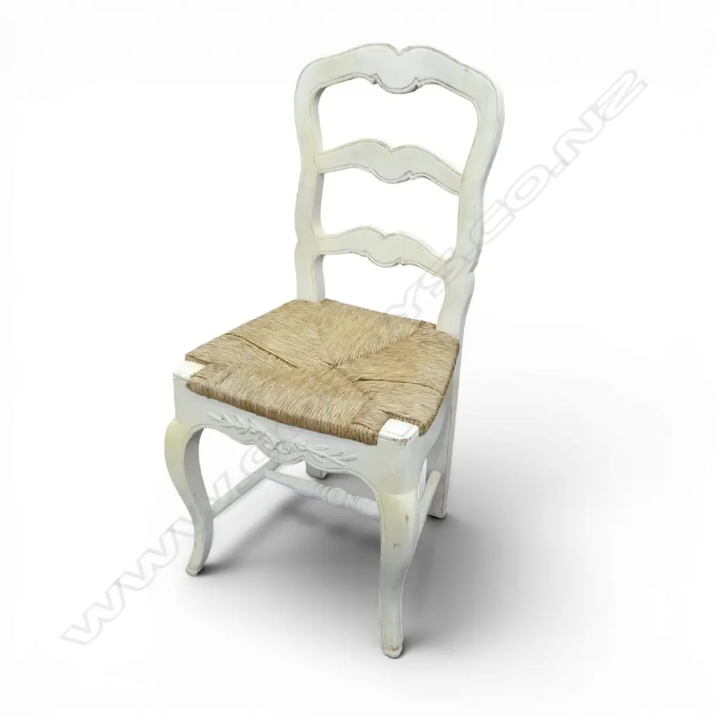 FRENCH STYLE STRAWED CHAIR AGED WHITE, H.950MM Image 1++