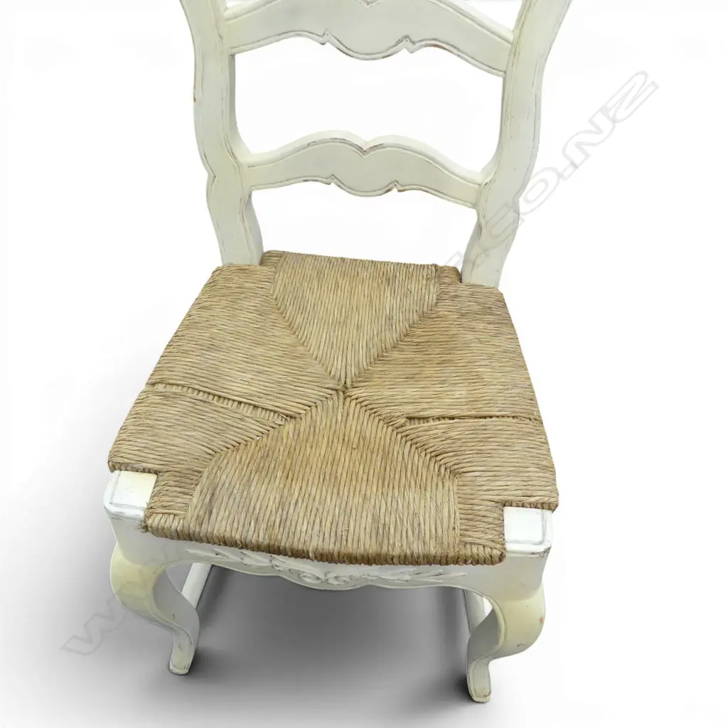 FRENCH STYLE STRAWED CHAIR AGED WHITE, H.950MM Image 1++