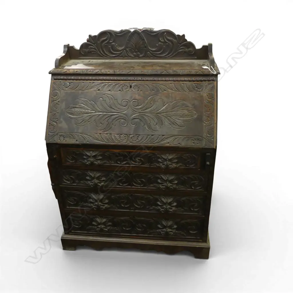 CARVED OAK FALL FRONT BUREAU 860x470x1245mm Image 1++