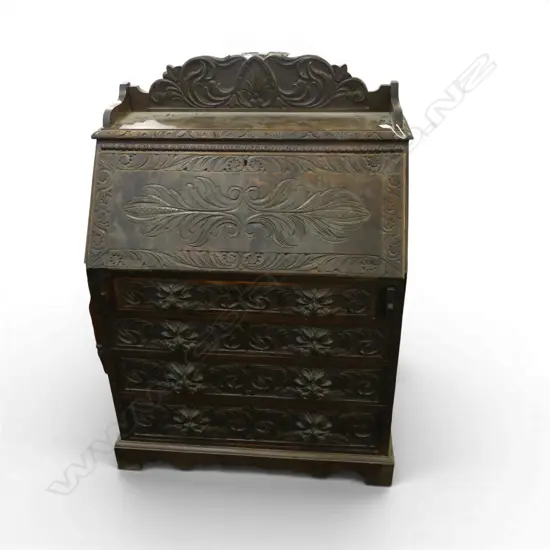 CARVED OAK FALL FRONT BUREAU 860x470x1245mm