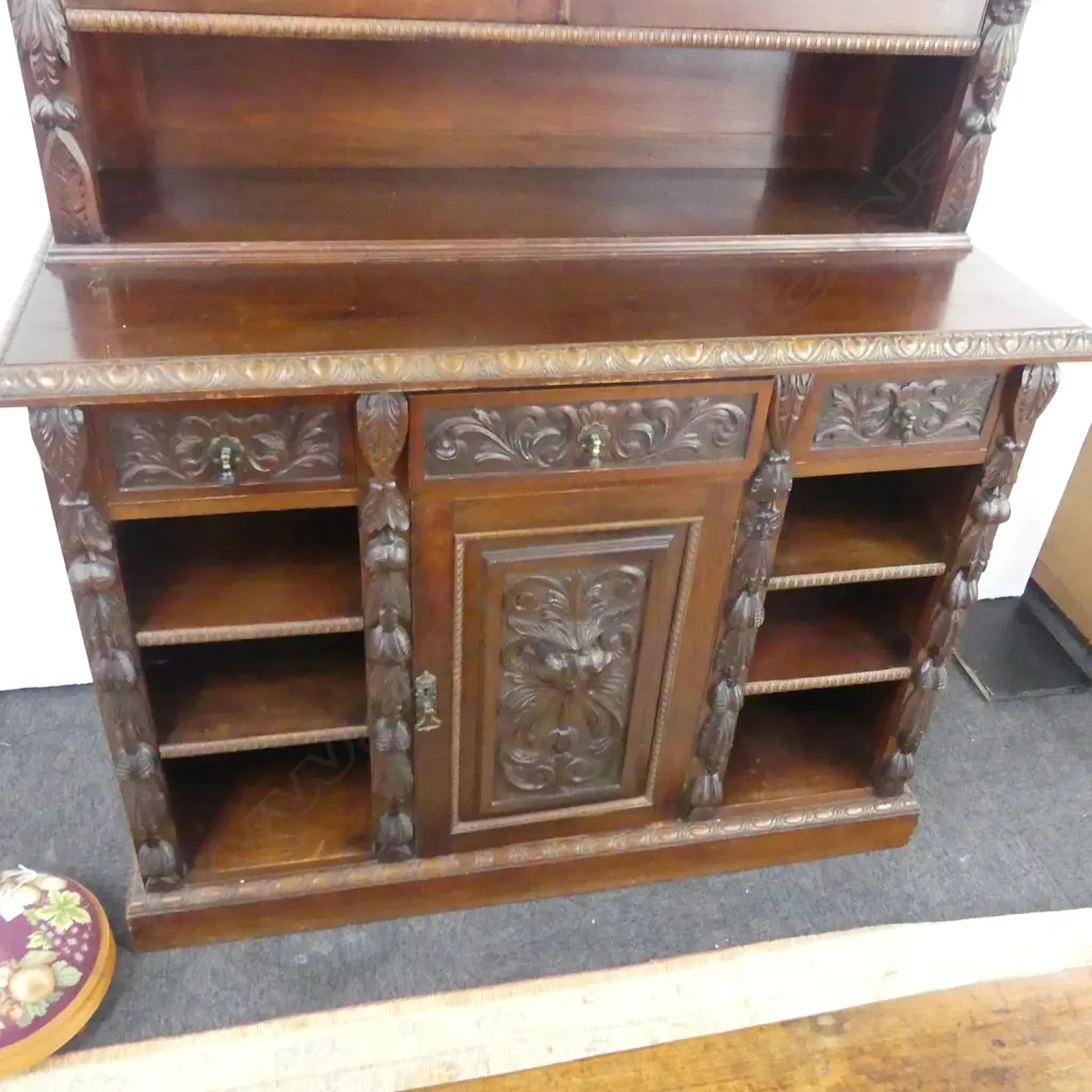 EARLY 20thC MAHOGANY BOOKCASE CABINET 1300x600x2400mm Image 1++