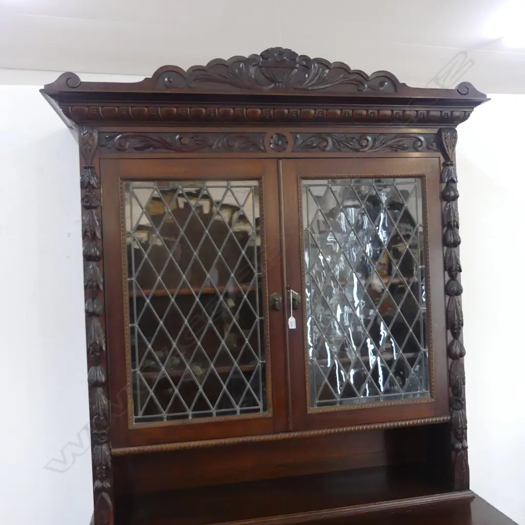 EARLY 20thC MAHOGANY BOOKCASE CABINET 1300x600x2400mm Image 1++
