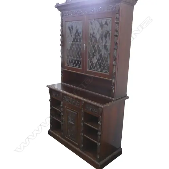 EARLY 20thC MAHOGANY BOOKCASE CABINET 1300x600x2400mm