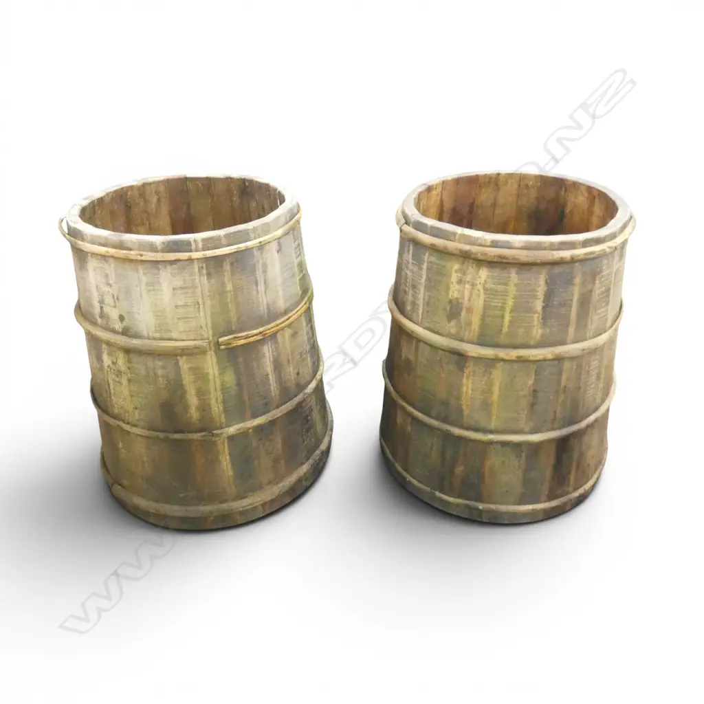 2 WOODEN BARRELS H.490mm Image 1++