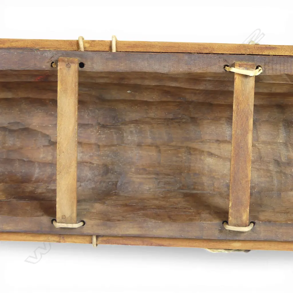 A large mid/late 20thC Māori carved wood model waka on carved stand, Image 1++