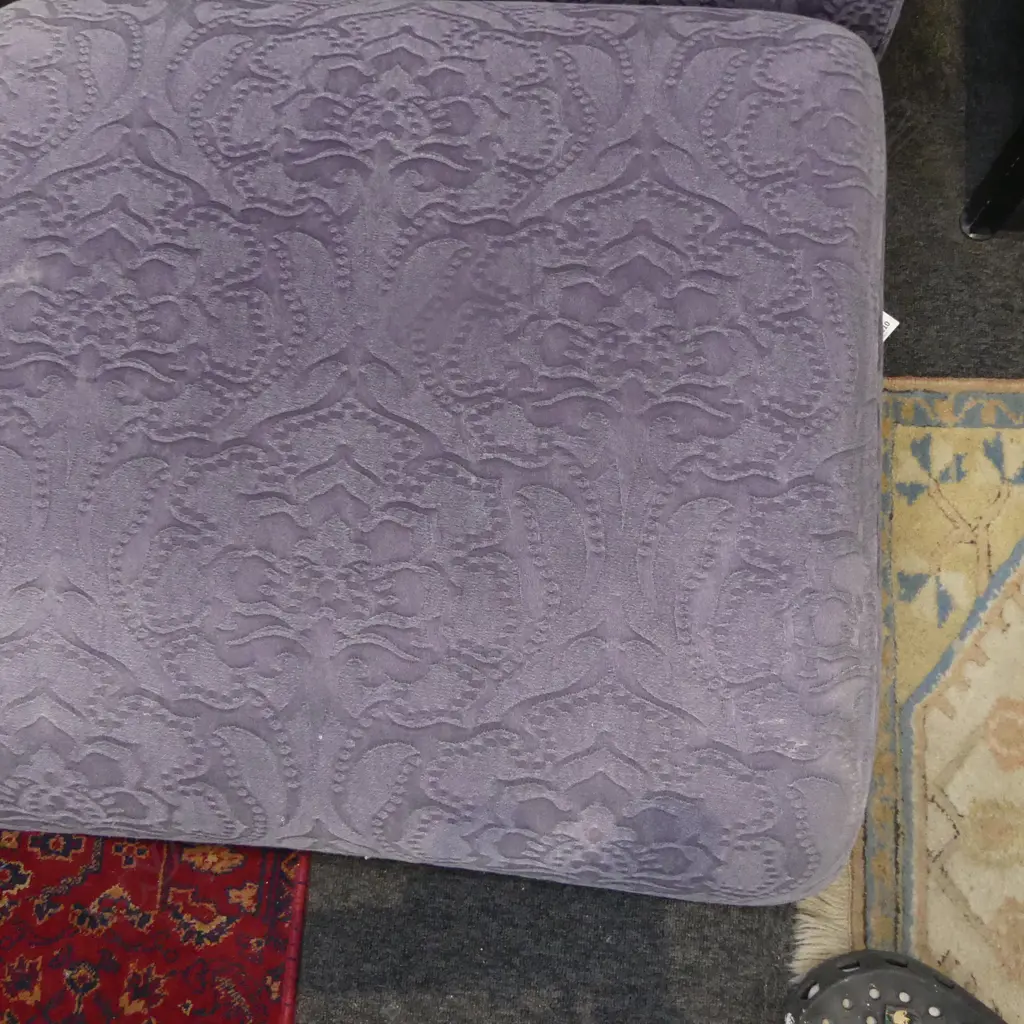 DAVID SHAW CHAIR & FOOTREST IN PURPLE UPHOLSTERY Image 1++