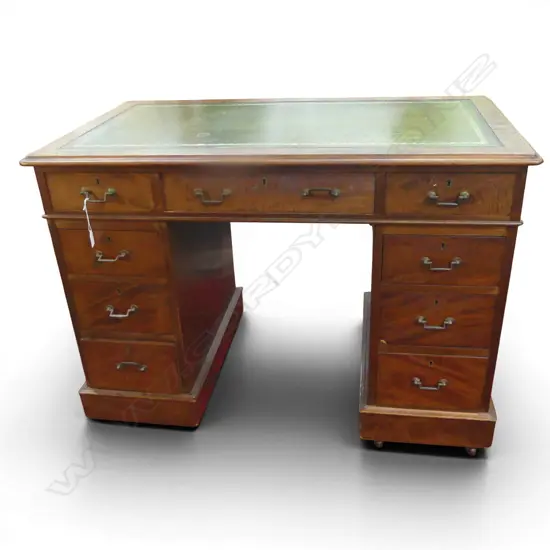 VICTORIAN MAHOGANY 3PC LEATHER TOPPED DESK L1050 H750MM