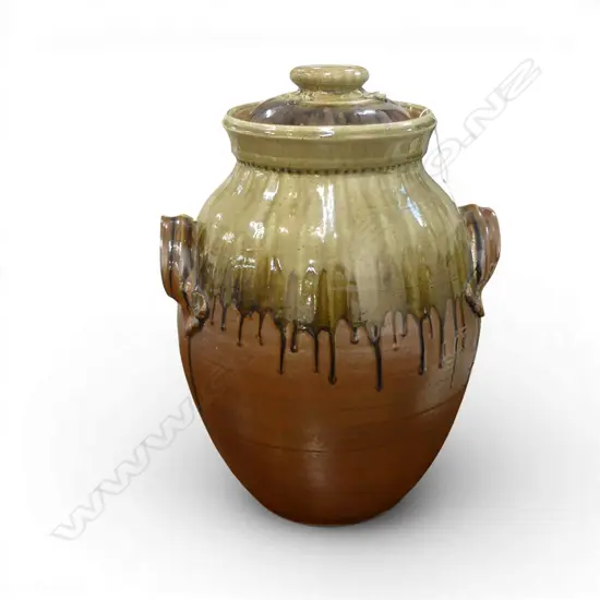 FLORA CHRISTELLER LG LIDDED STUDIO POTTERY JAR H.450mm