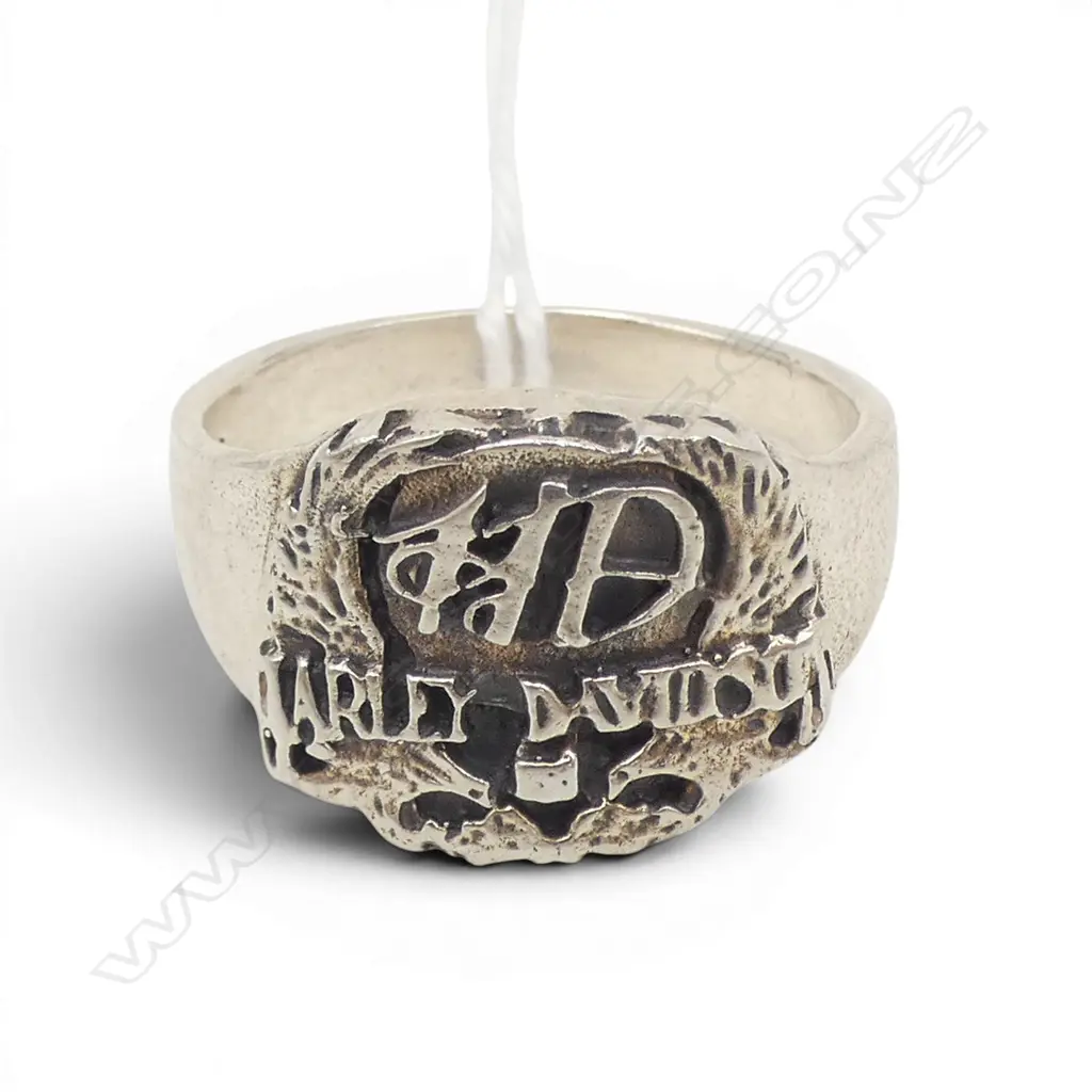 STG SILVER 'HARLEY DAVIDSON' RING 10.69gms SIZE Y Image 1++